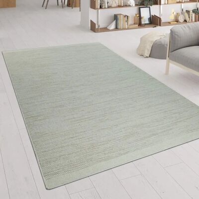 Tappeto Bianco Fatto a Mano in Lana e Cotone - Stile Scandinavo Minimalista Tappeto Bianco Fatto a Mano in Lana e Cotone - Stile Scandinavo Minimalista