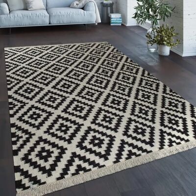 Alfombra marroquí tejida a mano Paco Home - Blanco Negro 80x150cm Alfombra marroquí tejida a mano Paco Home - Blanco Negro 80x150cm