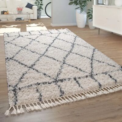 Paco Home - Langhaar Shaggy-Teppich - Geometrisches Muster - 80x150cm Paco Home - Langhaar Shaggy-Teppich - Geometrisches Muster - 80x150cm