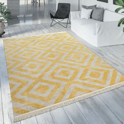 Tappeto Giallo Scandinavo per Balcone - Motivo a Rombi - 60x100cm Tappeto Giallo Scandinavo per Balcone - Motivo a Rombi - 60x100cm