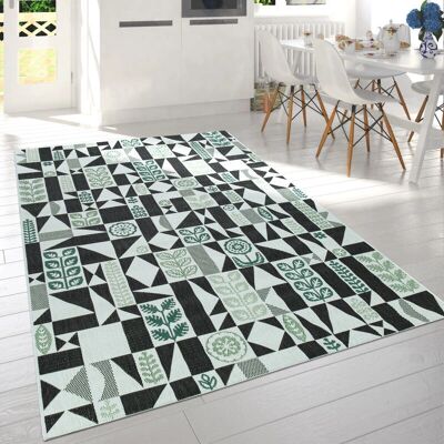 PACO HOME - Tappeto Interni Esterni - Nero Bianco Verde 200x290cm PACO HOME - Tappeto Interni Esterni - Nero Bianco Verde 200x290cm