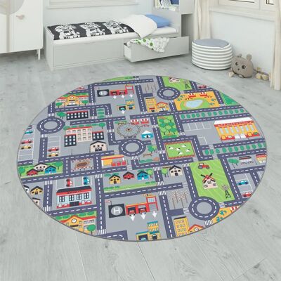 PACO HOME Grauer Spielteppich für Kinder - Straßen und Autos - 80x150cm PACO HOME Grauer Spielteppich für Kinder - Straßen und Autos - 80x150cm