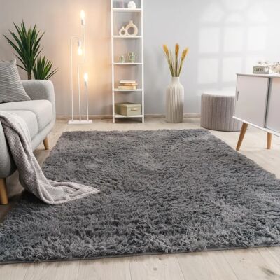 Paco Home Graue Langhaar Shaggy Teppich - 80x150 cm Paco Home Graue Langhaar Shaggy Teppich - 80x150 cm