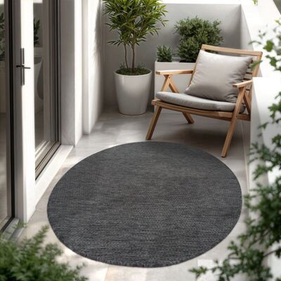 Paco Home - Tappeto Esterno Balcone Terrazza Mélange Antracite 80cm tondo - Antracite Mélange - 80cm tondo - Rug Paco Home - Tappeto Esterno Balcone Terrazza Mélange Antracite 80cm tondo - Antracite Mélange - 80cm tondo - Rug