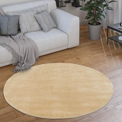 Tappeto Rotondo Beige a Pelo Corto - Paco Home Tappeto Rotondo Beige a Pelo Corto - Paco Home