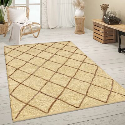 Tappeto PACO HOME Skive 685 Beige - Fatto a mano, Motivo geometrico Tappeto PACO HOME Skive 685 Beige - Fatto a mano, Motivo geometrico