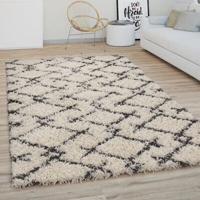 Paco Home Langer Shaggy-Teppich - Skandinavisches Diamantdesign 80cm Paco Home Langer Shaggy-Teppich - Skandinavisches Diamantdesign 80cm