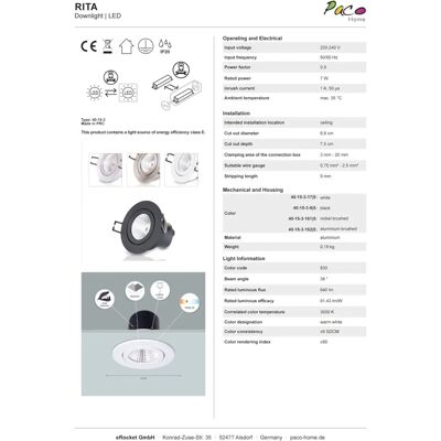 PACO HOME Rita Einbauspotlight - Einbauleuchte PACO HOME Rita Einbauspotlight - Einbauleuchte