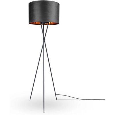 Paco Home Schwarze Stehlampe - 177,5cm Hoch, Eleganter Velourschirm Paco Home Schwarze Stehlampe - 177,5cm Hoch, Eleganter Velourschirm