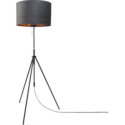 PACO HOME - Stehlampe - Verstellbarer Velourschirm - Schwarz PACO HOME - Stehlampe - Verstellbarer Velourschirm - Schwarz