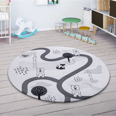 PACO HOME Chicos 560 - Tappeto rotondo per bambini con motivo strada PACO HOME Chicos 560 - Tappeto rotondo per bambini con motivo strada