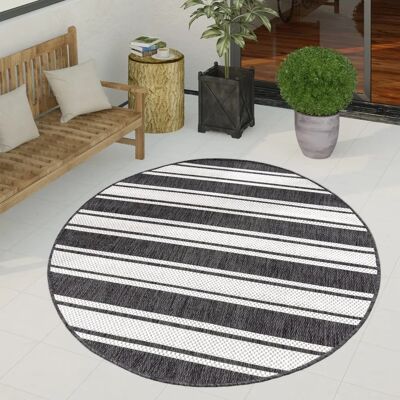 Tappeto Esterno Paco Home - ø 200 cm Antracite-Bianco Tappeto Esterno Paco Home - ø 200 cm Antracite-Bianco