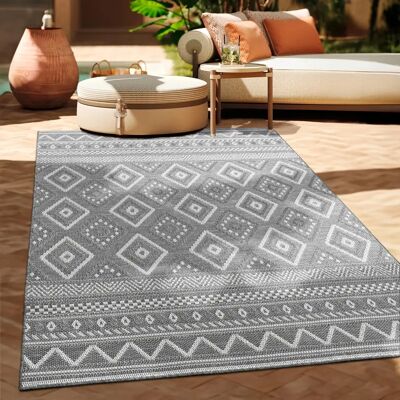 Alfombra PACO HOME Vermont 184 - Patrón de diamantes geométricos para interior y exterior Alfombra PACO HOME Vermont 184 - Patrón de diamantes geométricos para interior y exterior