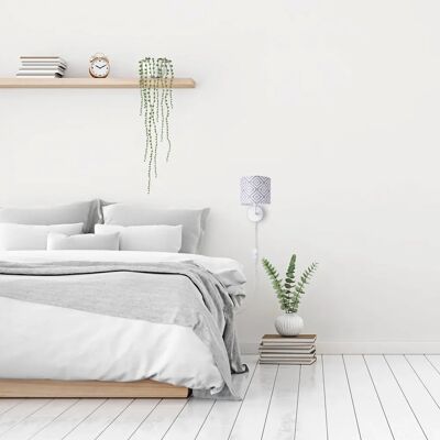 PACO HOME Weiße Wandleuchte - Textil mit Geometrischem Muster - 26,5cm PACO HOME Weiße Wandleuchte - Textil mit Geometrischem Muster - 26,5cm