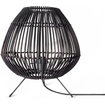 PACO HOME PIRU Tischleuchte - Rattan Boho Stil Schwarz PACO HOME PIRU Tischleuchte - Rattan Boho Stil Schwarz