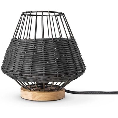 PACO HOME PUNTO Schwarze Rattan Tischlampe - Nachttischleuchte Boho & Rustikal PACO HOME PUNTO Schwarze Rattan Tischlampe - Nachttischleuchte Boho & Rustikal