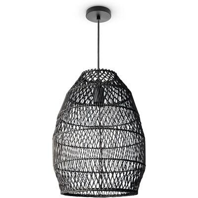 PACO HOME VIHMO - Schwarze Rattan Pendellampe, Höhenverstellbar PACO HOME VIHMO - Schwarze Rattan Pendellampe, Höhenverstellbar