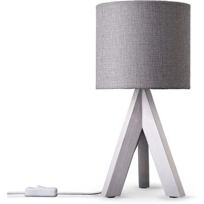 Lampada da tavolo PACO HOME Bajo Canvas Uni Color - Tripode in legno Lampada da tavolo PACO HOME Bajo Canvas Uni Color - Tripode in legno