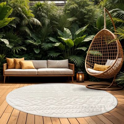 Paco Home - Tappeto - ø 120 cm Crema - Stile boho chic Scandinavo Interni Esterni Paco Home - Tappeto - ø 120 cm Crema - Stile boho chic Scandinavo Interni Esterni