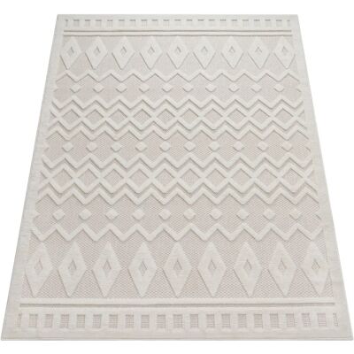 Alfombra PACO HOME Livorno 671 Beige - Patrón de rombos, Efecto 3D, 120x160cm Alfombra PACO HOME Livorno 671 Beige - Patrón de rombos, Efecto 3D, 120x160cm