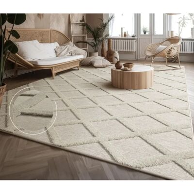 PACO HOME Utrecht 642 Teppich - Kurzflor, 3D Diamant, Beige - Teppich PACO HOME Utrecht 642 Teppich - Kurzflor, 3D Diamant, Beige - Teppich