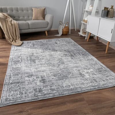 Tapis PACO HOME Cambridge 461 - Motif Oriental, Poil Court, Gris - Publicité Tapis PACO HOME Cambridge 461 - Motif Oriental, Poil Court, Gris - Publicité