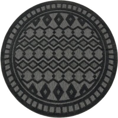 PACO HOME Livorno 671 Teppich - Rund, 160cm, Grau, 3D Rauten, Outdoor PACO HOME Livorno 671 Teppich - Rund, 160cm, Grau, 3D Rauten, Outdoor