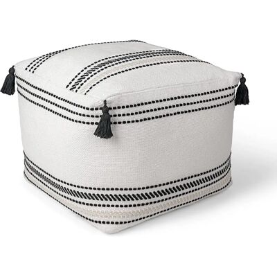 Paco Home Noir - Blanc Pouf 50x50x40 - Intérieur & Extérieur - Publicité Paco Home Noir - Blanc Pouf 50x50x40 - Intérieur & Extérieur - Publicité