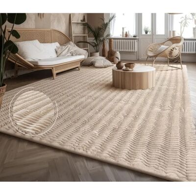 Paco Home - Geometrischer Hochflor-Teppich - 60x100 cm - Creme Paco Home - Geometrischer Hochflor-Teppich - 60x100 cm - Creme