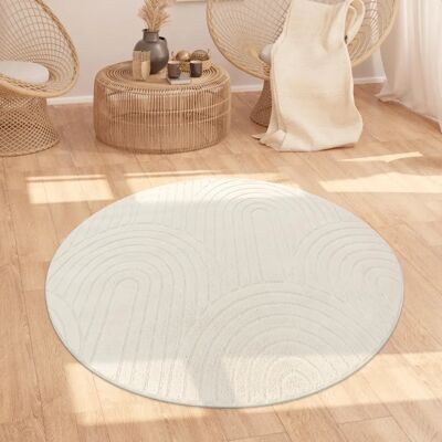 Tappeto Rotondo Paco Home - Arcobaleno Scandinavo Beige 160cm Tappeto Rotondo Paco Home - Arcobaleno Scandinavo Beige 160cm
