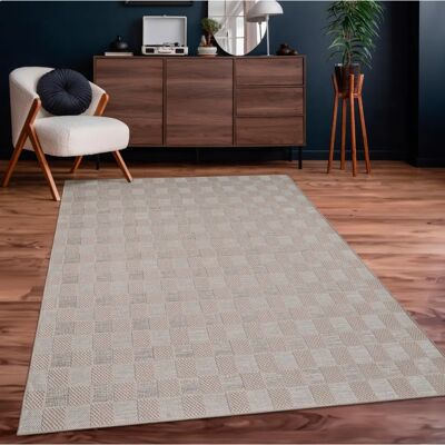 Alfombra Beige 150cm Cuadrada Boho Geométrica - Interior/Exterior Alfombra Beige 150cm Cuadrada Boho Geométrica - Interior/Exterior