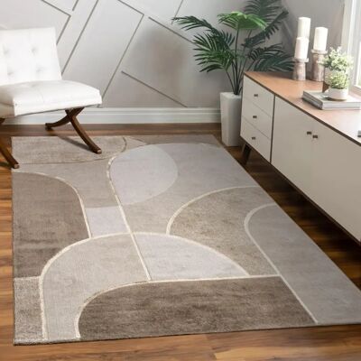 Paco Home Beigefarbene Geometrische Kurzflor-Teppich Paco Home Beigefarbene Geometrische Kurzflor-Teppich