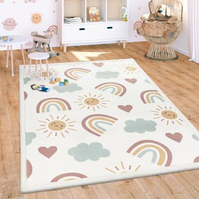 Alfombra infantil PACO HOME Emilia 352 - Sol, Nubes, Arcoíris - Decoración infantil Alfombra infantil PACO HOME Emilia 352 - Sol, Nubes, Arcoíris - Decoración infantil