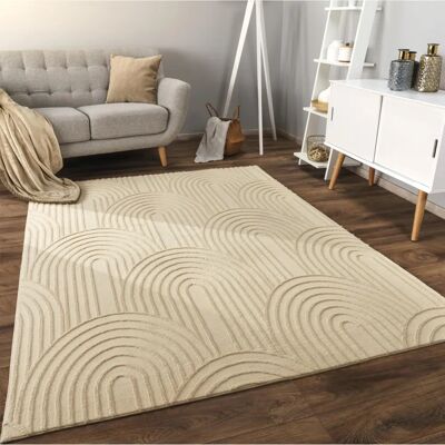 Alfombra Beige de Pelo Corto Geométrica Nórdica - Alfombra Alfombra Beige de Pelo Corto Geométrica Nórdica - Alfombra