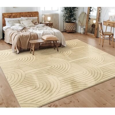 Tappeto Beige 160x220cm Pelo Corto Design Geometrico - Decorazione Tappeto Beige 160x220cm Pelo Corto Design Geometrico - Decorazione