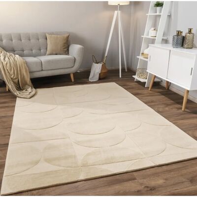 Alfombra Beige de Pelo Corto Geométrica - Paco Home Alfombra Beige de Pelo Corto Geométrica - Paco Home