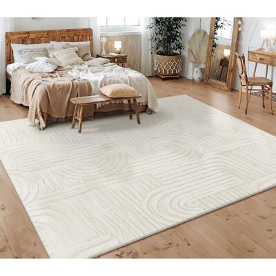 Paco Home - Alfombra Boho Escandinava de Pelo Corto - Crema 200x280cm Paco Home - Alfombra Boho Escandinava de Pelo Corto - Crema 200x280cm
