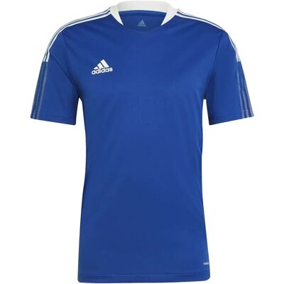 Koszulka piłkarska Adidas Tiro 21 Niebiesko-Biała - Piłka nożna Koszulka piłkarska Adidas Tiro 21 Niebiesko-Biała - Piłka nożna
