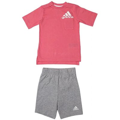 Conjunto de verano para niñas Adidas - Algodón orgánico - Coral rosa - Ropa deportiva infantil Conjunto de verano para niñas Adidas - Algodón orgánico - Coral rosa - Ropa deportiva infantil