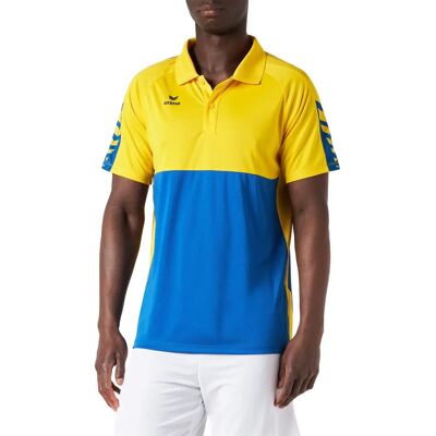 ERIMA Six Wings Poloshirt - Leichtes Schnell trocken Freizeit - Blau/Gelb/Schwarz - 3XL ERIMA Six Wings Poloshirt - Leichtes Schnell trocken Freizeit - Blau/Gelb/Schwarz - 3XL