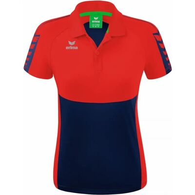 ERIMA Damen Six Wings Poloshirt - Navy/Rot - 42 ERIMA Damen Six Wings Poloshirt - Navy/Rot - 42