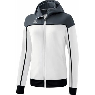 Giacca da allenamento con cappuccio ERIMA donna - Bianco/grigio ardesia/nero Giacca da allenamento con cappuccio ERIMA donna - Bianco/grigio ardesia/nero