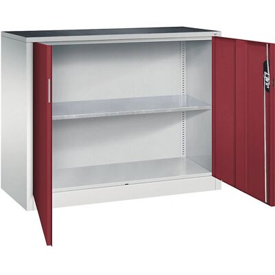 Armoire en acier gris clair / rouge rubis - Rangements d'atelier - Publicité Armoire en acier gris clair / rouge rubis - Rangements d'atelier - Publicité