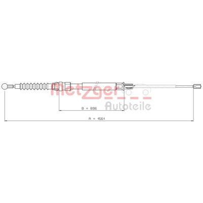 Metzger Touran parkeringsbromskabel - 10.7627 Metzger Touran parkeringsbromskabel - 10.7627