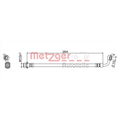 Tubo freno Metzger Toyota RAV4 - Blu, Posteriore destro, 264mm Tubo freno Metzger Toyota RAV4 - Blu, Posteriore destro, 264mm