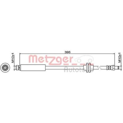 Tubo freno posteriore Metzger per Volvo V40 - M10x1, 396mm Tubo freno posteriore Metzger per Volvo V40 - M10x1, 396mm