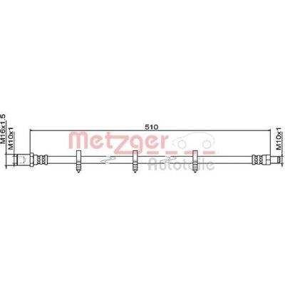 Manguera de Freno Metzger - 510mm M10x1 M16x1,5 - Manguera de Freno Manguera de Freno Metzger - 510mm M10x1 M16x1,5 - Manguera de Freno