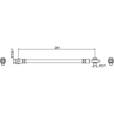 Metzger bremserør - Fleksibelt til bagaksel - M10 x 1 - 261mm Metzger bremserør - Fleksibelt til bagaksel - M10 x 1 - 261mm