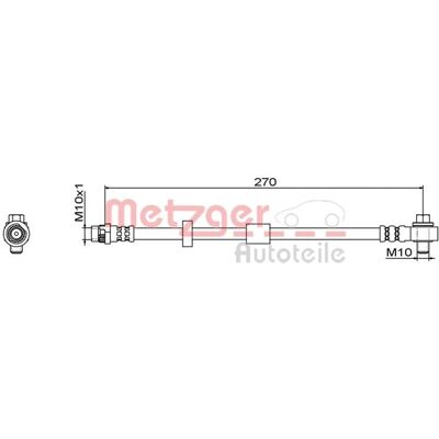Metzger Volvo bagbremse slange - 270mm, M10x1 Metzger Volvo bagbremse slange - 270mm, M10x1