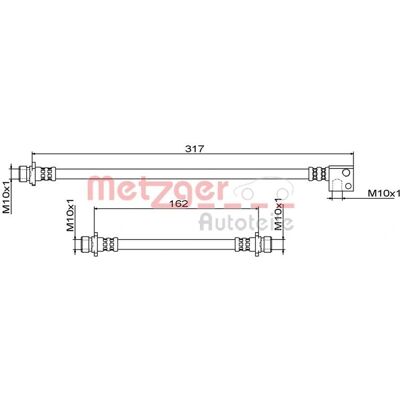Metzger Modello 4111862 Tubo freno posteriore sinistro - brake hose Metzger Modello 4111862 Tubo freno posteriore sinistro - brake hose